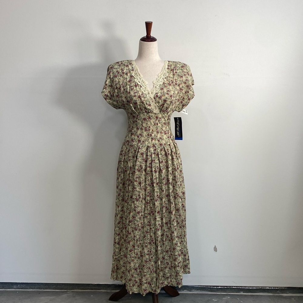 Vtg 90's Ditsy Floral Dress Coquet Cottage Size 3/4 Deadstock